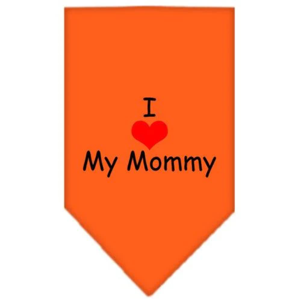 Pet and Dog Bandana Screen Printed, &quot;I Love My Mommy&quot; Orange Large