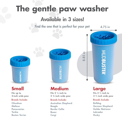 Dexas Mudbuster Portable Dog Paw Washer/Paw Cleaner, Large, Pro Blue