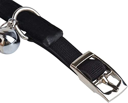 Chukchi Soft Velvet Safe Cat Adjustable Collar Bling Diamante With Bells,11 Inch For Small Dogs And Cats (Black)