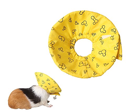 Hamster Rabbit Protection Cone Neck Recovery Collar - Small Animal Pets Elizabethan Collar Anti-Water Bite Sratch Risistant For Guinea Pig Mice Mouse Rats Ferret Squrrel (L, Yellow)