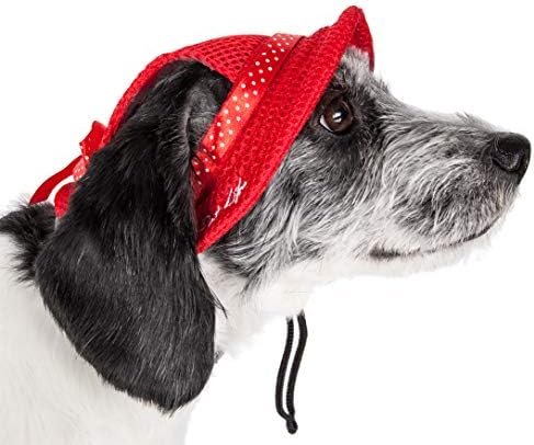 Pet Life  Sea Spot Sun Uv Protectant Adjustable Fashion Mesh Brimmed Dog Hat Cap, Red  Medium