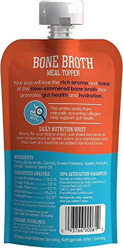 Solid Gold Turkey Bone Broth for Dogs - Grain Free Dog Food Topper Rich in Collagen and Superfoods - Nutrient Dense Dog Gravy To