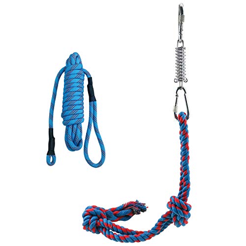 Dog Tug Toy, Outdoor Hanging Bungee Dog Toy, Interactive Spring Dog Tree Toy For Tug Of War, Bite Training, Pull Exercise, Puppy Interactive Bite Training, Solo Play, Blue