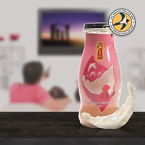 Golden Nest Premium Bird Nest Drink, Swallow Bird Nest 100% Natural - Made in USA, (??) 12 bottles x 240 ml (8oz) (Lychee)