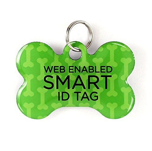 Dynotag® Web Enabled Super Pet Id Smart Tag With Dynoiq™ & Lifetime Recovery Service. Play Series: Bone (Green Classic)