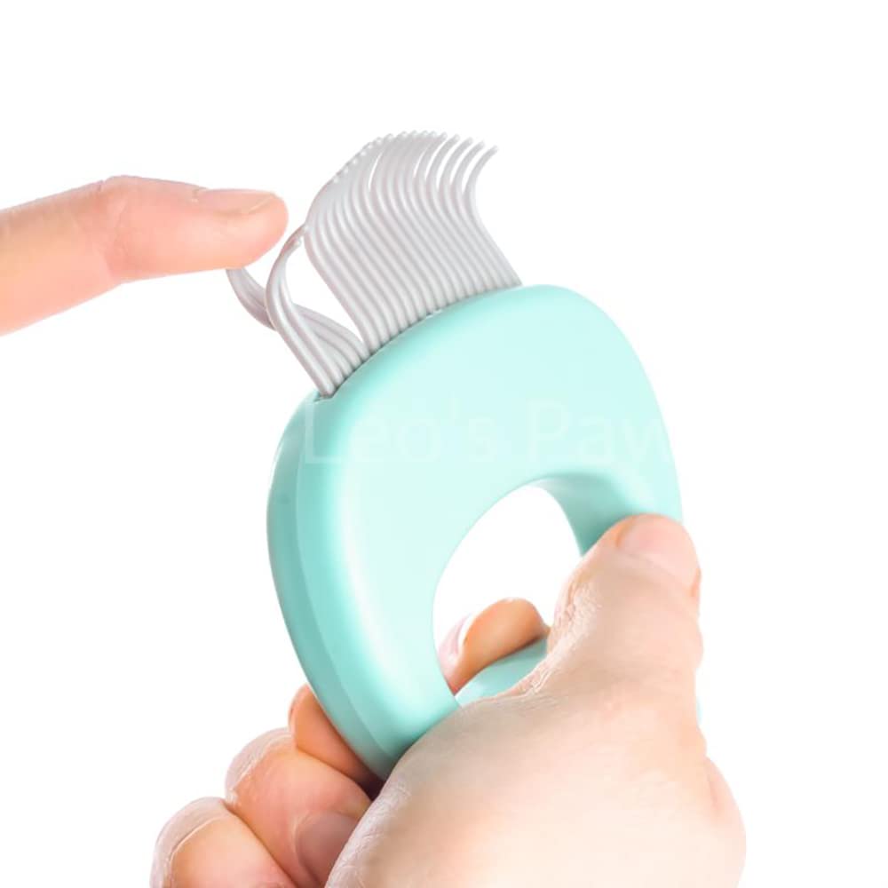 Leo's Paw Pet Hair Removal Massaging Shell Comb - Soft Deshedding Brush for Cats, Dogs, Puppies, Bunnies - Mint, 1 Count