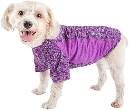 Pet Life  Active Warf Speed Heathered Ultrastretch Sporty Performance Dog Tshirt, Purple Heather And Purple  Xsmall