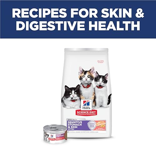 Hills Science Diet Sensitive Stomach & Skin, Kitten, Stomach & Skin Sensitivity Support, Dry Cat Food, Salmon & Brown Rice, 6 l