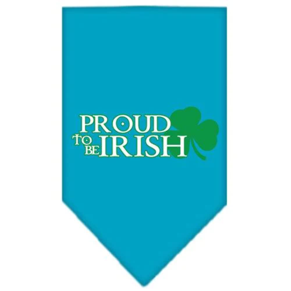 Pet and Dog Bandana Screen Printed, &quot;Proud To Be Irish&quot; Turquoise Small