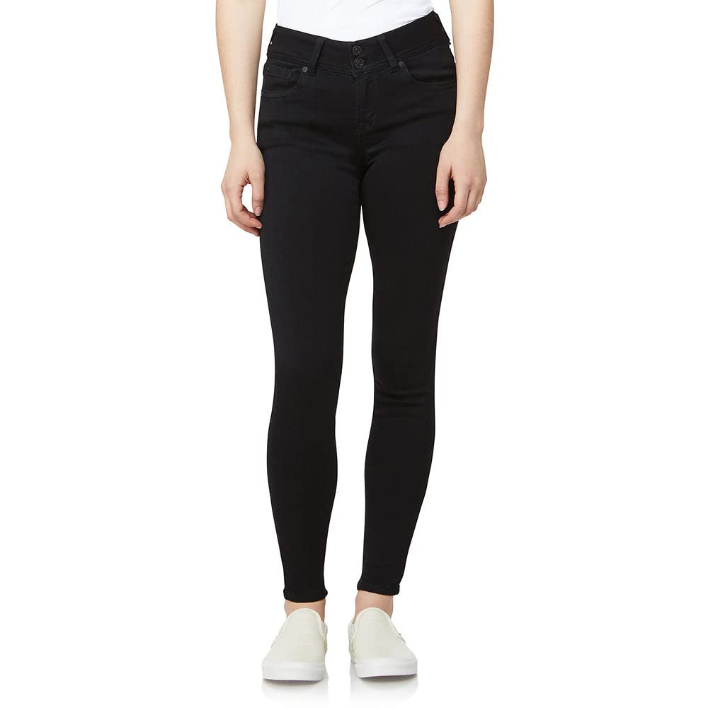 Wallflower Womens Ultra Skinny Mid-Rise Insta Soft Juniors Jeans (Standard And Plus), Blacklogan, 9
