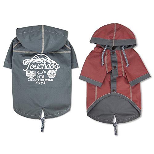 Touchdog Cloudburst Waterproof Reversible Dog Raincoat, Medium, Grey