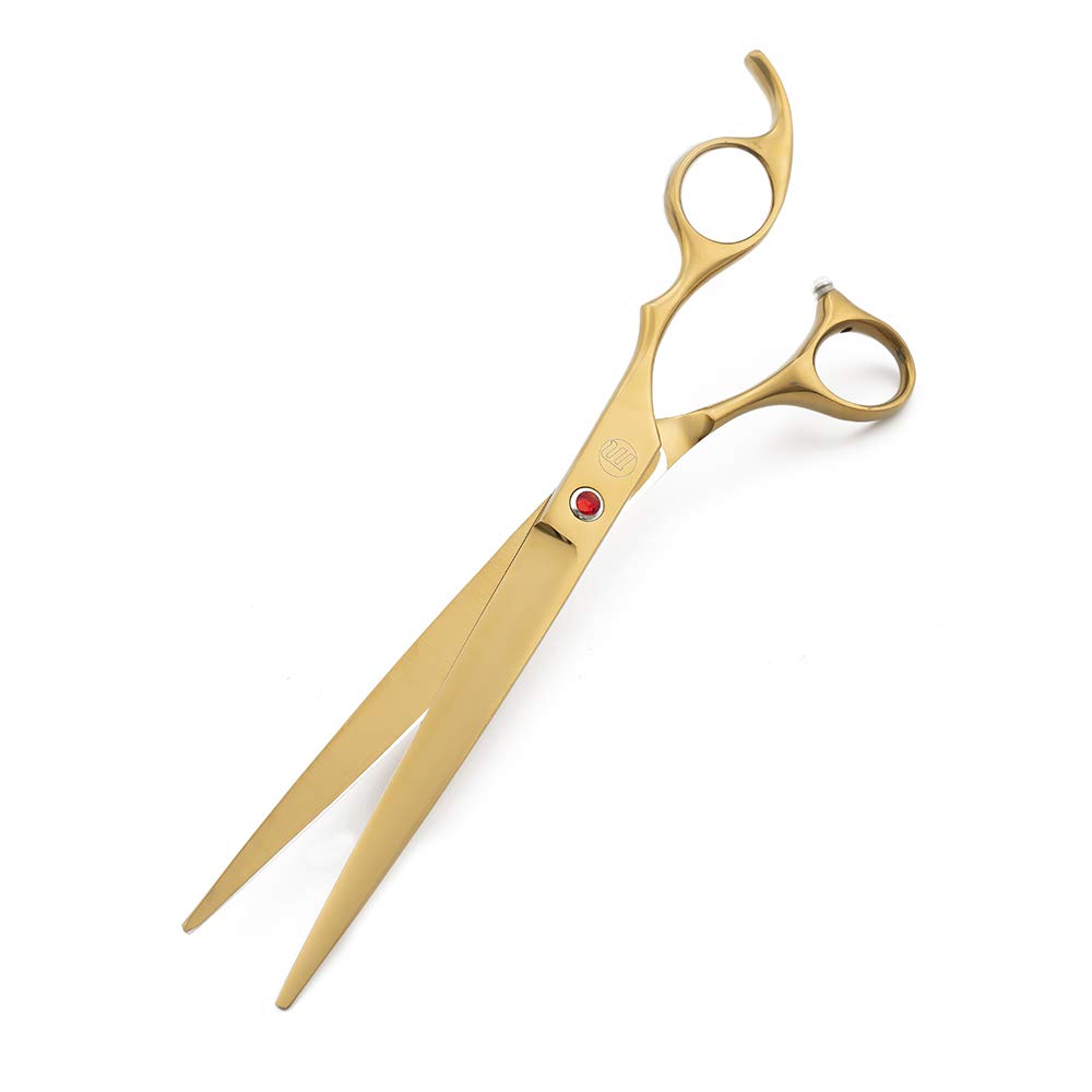 Moontay Professional 8.0' Dog Grooming Scissors Set, 4-Pieces Straight, Upward Curved, Downward Curved, Thinning/Blending Shears For Dog, Cat And Pets, Jp Stainless Steel, Gold