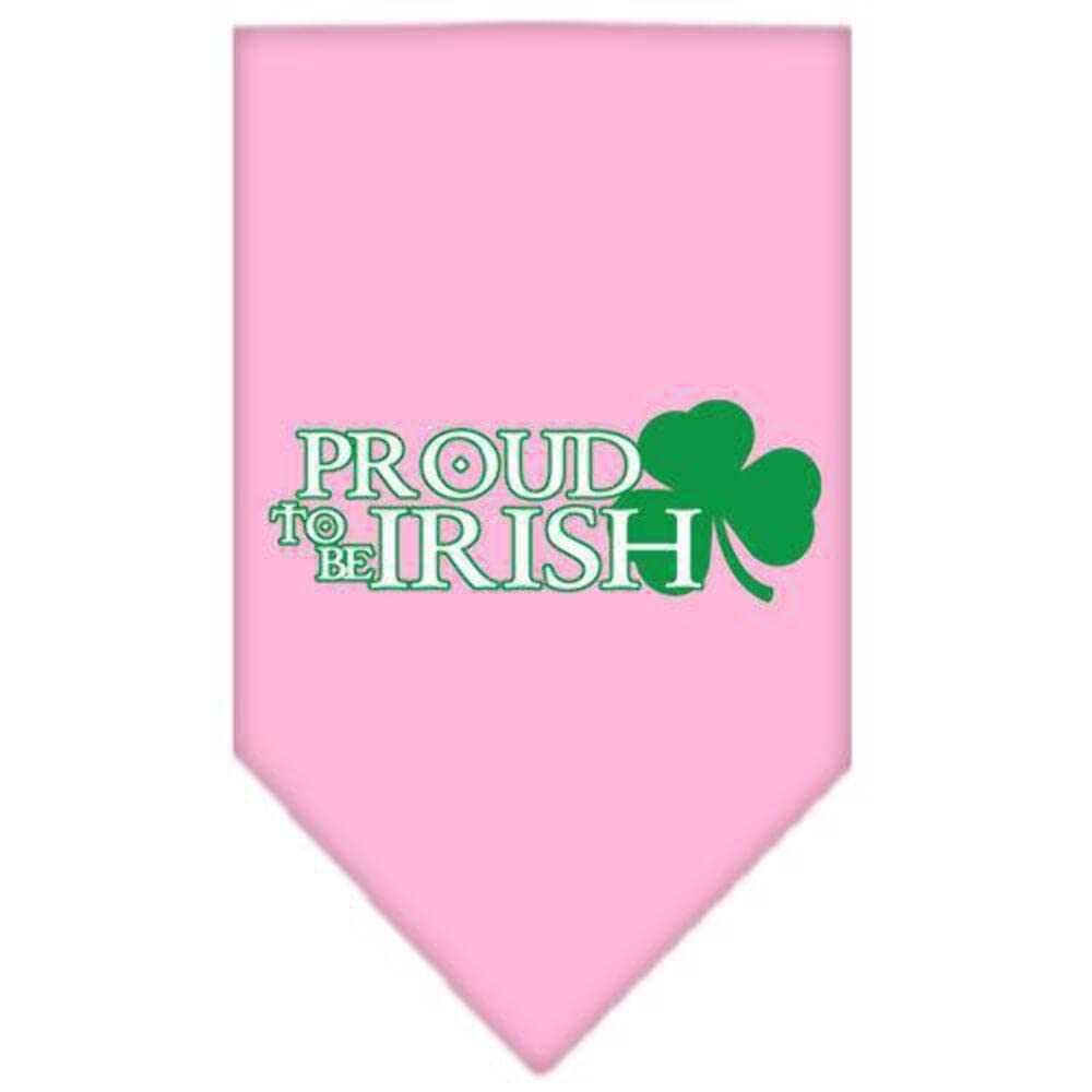 Pet and Dog Bandana Screen Printed, &quot;Proud To Be Irish&quot; Light Pink Large