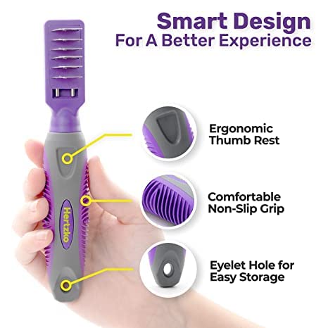 Hertzko Dog Mat Remover - Grooming Comb, Mat Remover For Cats, Dogs, Small Animals - Dematting Tool, Dog Knot Remover Brush For Long Haired Dogs, Short Haired Dogs, And Rabbit Bedding (Small)