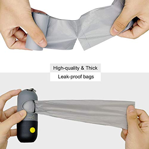 Dog Poop Bag Dispenser With Built-In Led Flashlight And Metal Clip For Leash, Pet Waste Bag Holder, Dog Walking Accessory, Black