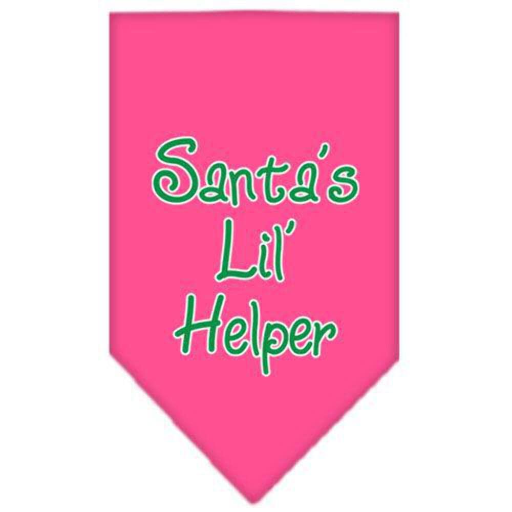 Mirage Pet Products Santa Lil Helper Screen Print Bandana for Pets, Large, Bright Pink