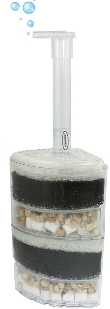 Aquapapa Corner Filter Up to 40 Gal. Air Driven Bio Sponge Ceramic for Fry Shrimp Fish Tank Aquarium (1-Pack)