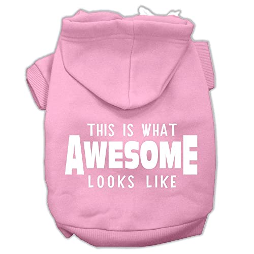 Pet Dog & Cat Hoodie Screen Printed, 'This Is What Awesome Looks Like' Light Pink Xl (14-20 Lbs.)