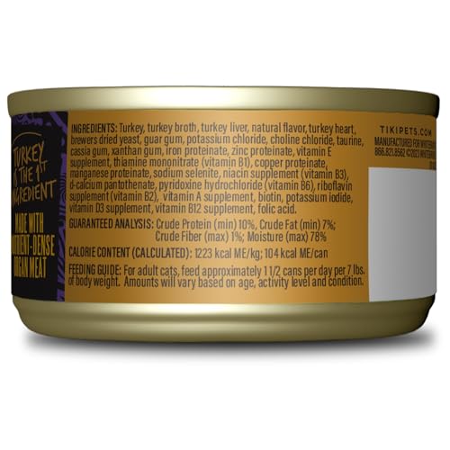 Tiki Cat After Dark Soft Pate, Turkey & Turkey Liver, High-Protein and 100% Non-GMO Ingredients, Wet Cat Food for Adult Cats, 3