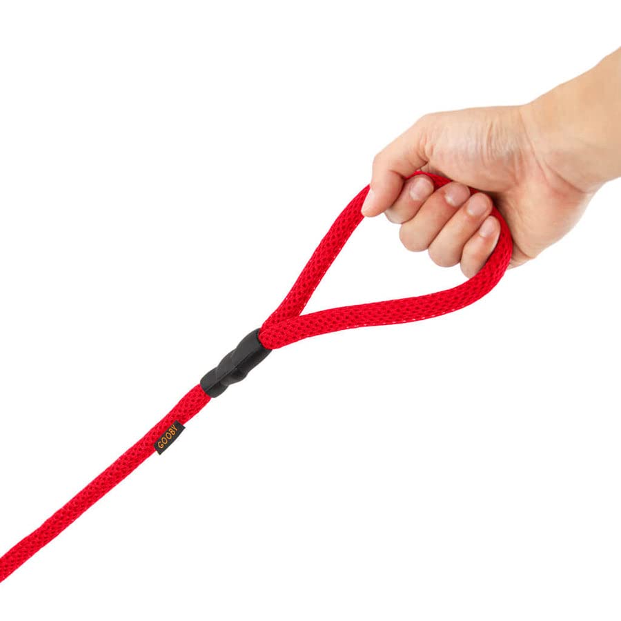 Gooby Mesh Leash - Red, 4 Ft - Breathable Mesh 4 Foot Leash For Small Dogs With Bolt Snap Clasp - On The Go Dog Leashes For Small, Medium, And Large Dogs