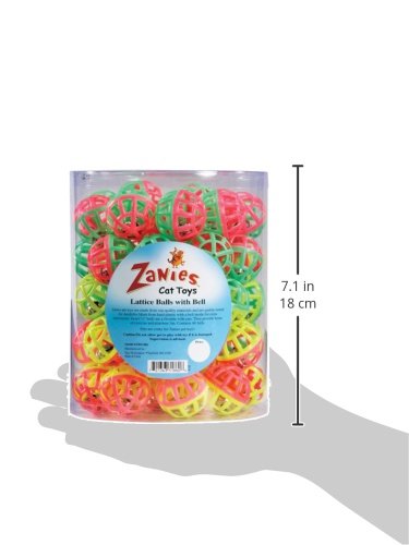Zanies Plastic Lattice Balls Cat Toy Canister, 50-Pack,Black