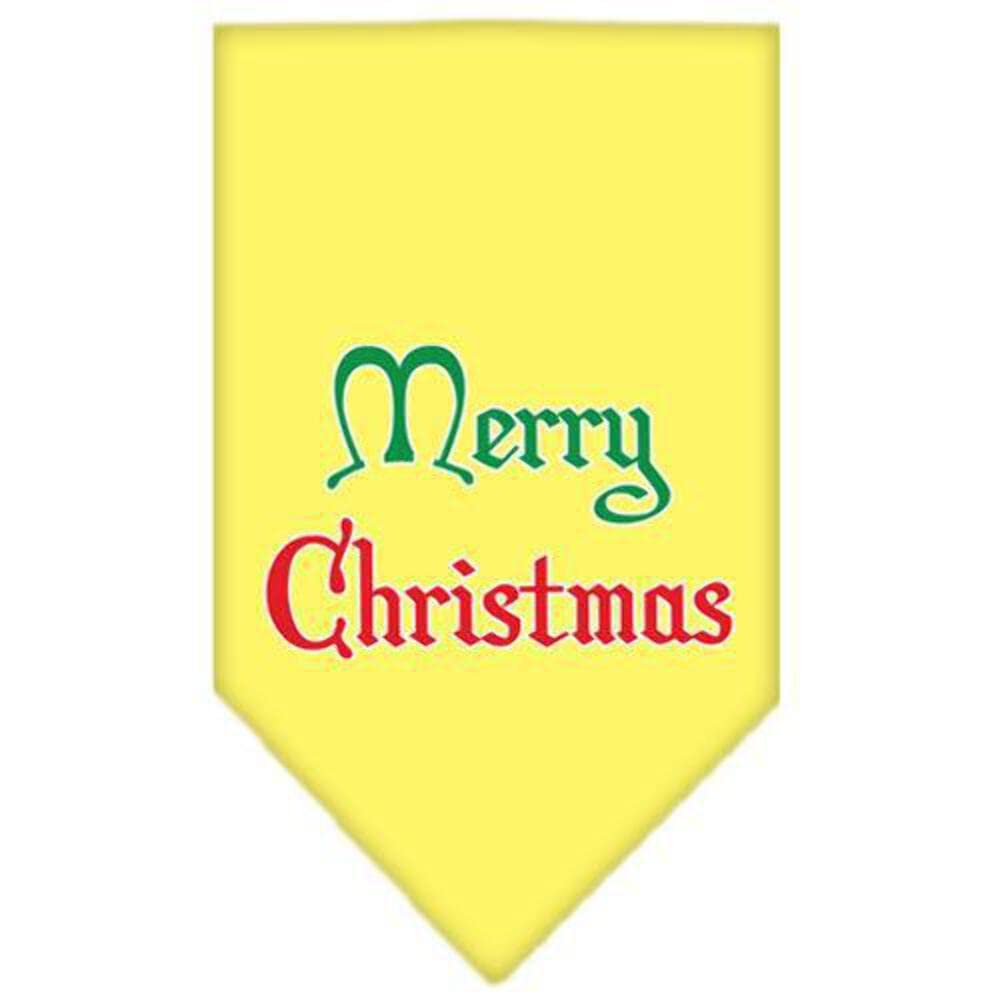 Christmas Pet and Dog Bandana Screen Printed, &quot;Merry Christmas&quot; Black Large