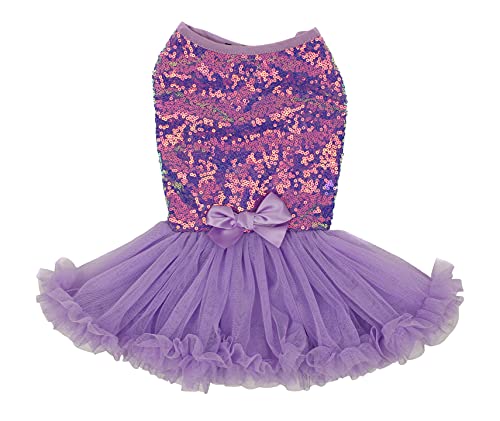 Pawpatu Purple Sequin Costume Tulle Dress For Dogs, Lavender, X-Small