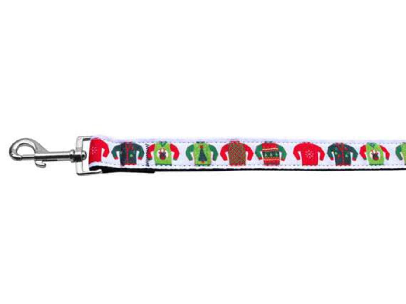 Christmas Pet Dog & Cat Nylon Collar or Leash, &quot;Ugly Sweater&quot; MD Collar