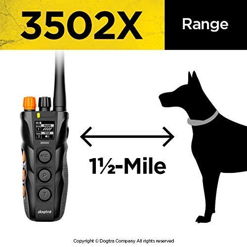 Dogtra 3502X Waterproof Dual DIAL Dog Training E-Collar, 1.5-Mile Range, Black/Orange, Expandable for 2 Dogs, Professional Use