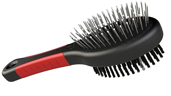 Woofy Double Sided Pet Brush Dog Cat Hair Grooming Coat Comb Fur Cleaner Pin Bristle with Shiny Coat For Dogs & Cats  Pack of 1