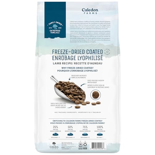 Caledon Farms Freeze-Dried Coated Lamb Recipe Premium Dry Dog Food 3.9lb