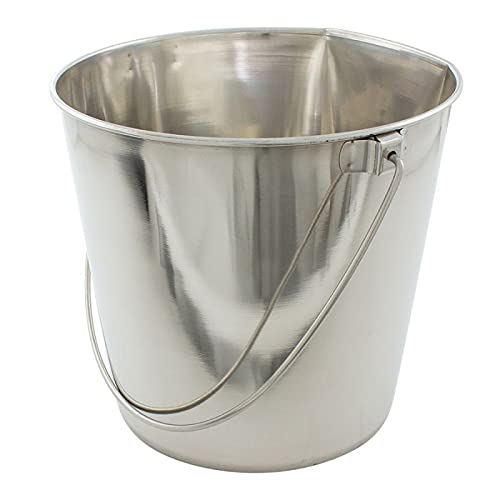 Indipets Stainless Steel Bucket For Pets (9-Quart) – Flat Back Pail W/Out Hooks – Food & Water Pail For Cats & Dogs