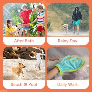 Pawyee Super Soft Fast-Drying Dog Towel With Drying Gloves For Cold Weather, Beach, Pool - Adjustable Microfiber Bath Robe Set (