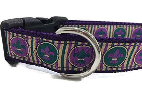 Spring Dog Collar, Caninedesign, Valentine, St Patricks Day, Easter, 1 Inch Wide, Adjustable, Nylon, Medium And Large (Mardi Gra