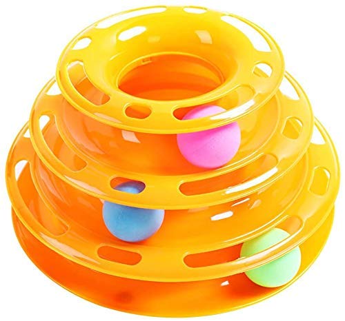 Psk Pet Mart Interactive Tower Of Tracks Plastic 3 Layers Pet Game Entertainment Turntable With Colorful Ball Toy For Cats