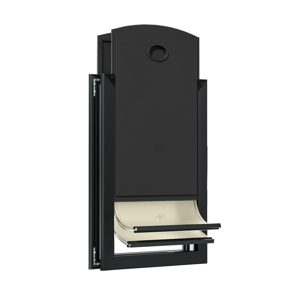 [Mavricpower] Aluminum Dog Door With 2 Magnetic Flaps, Large Dog Door For Exterior Doors, Doggie Door With 2 Sliding Lock Panels