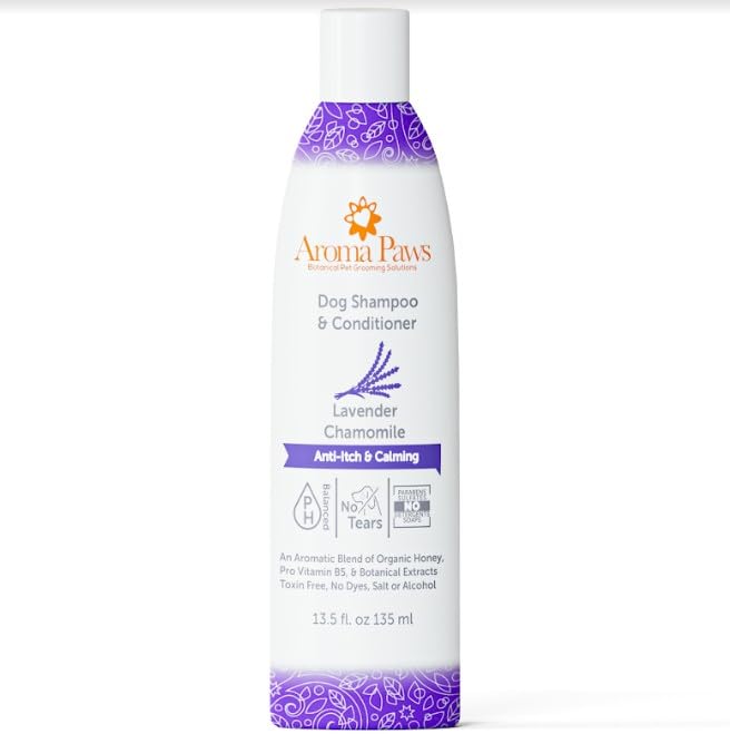 Aroma Paws Dog Shampoo And Conditioner - Aromatic Tearless Shampoo For Cleansing, Grooming, And Conditioning - Moisturizing Shampoo For Dogs And Puppies - Lavender Chamomile 13.5 Oz