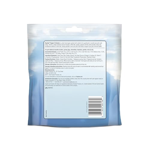 Kaytee Super C Greens, Daily Food Topper with Superfoods for Small Animal Pets, Contains Long-Lasting Vitamin C for Immune Suppo