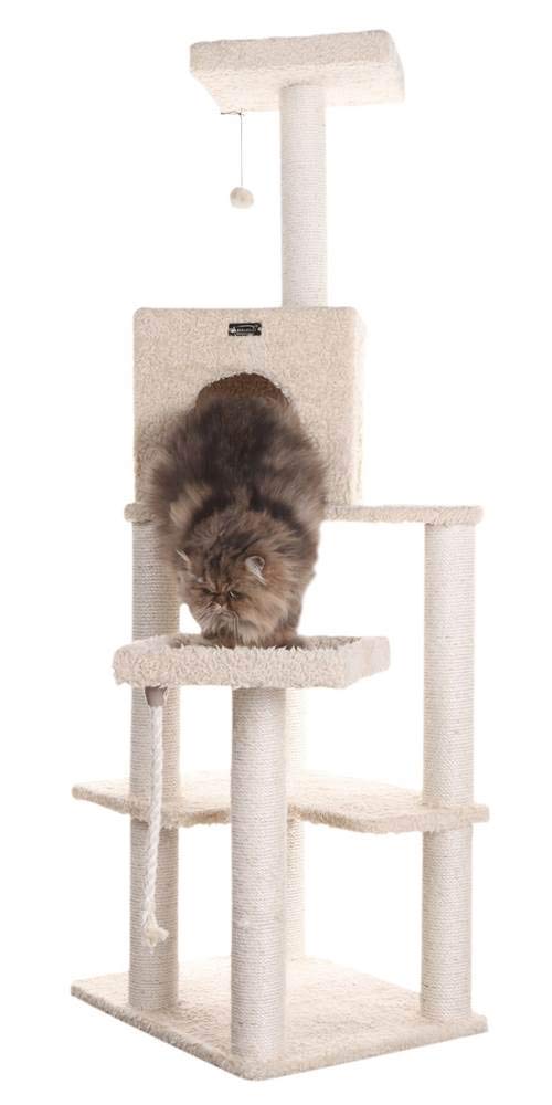 Armarkat Real Wood Cat Tower, Ultra Thick Faux Fur Covered Cat Condo House A6902, Beige