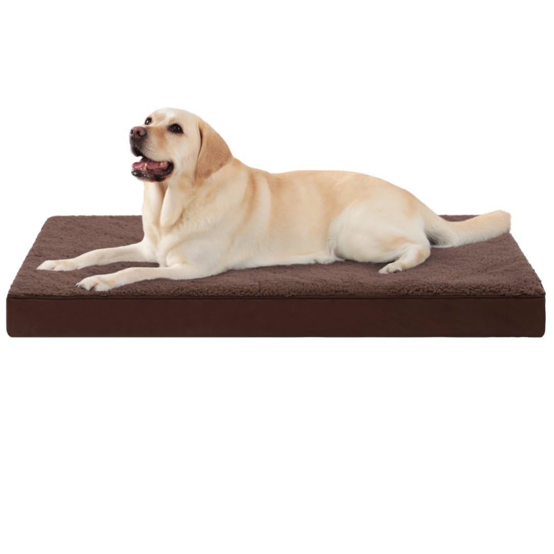 Mihikk Xl Dog Bed Waterproof Dog Beds Large Sized Dog Orthopedic Crate Bed With Removable Washable Cover Egg-Crate Foam Pet Pad 