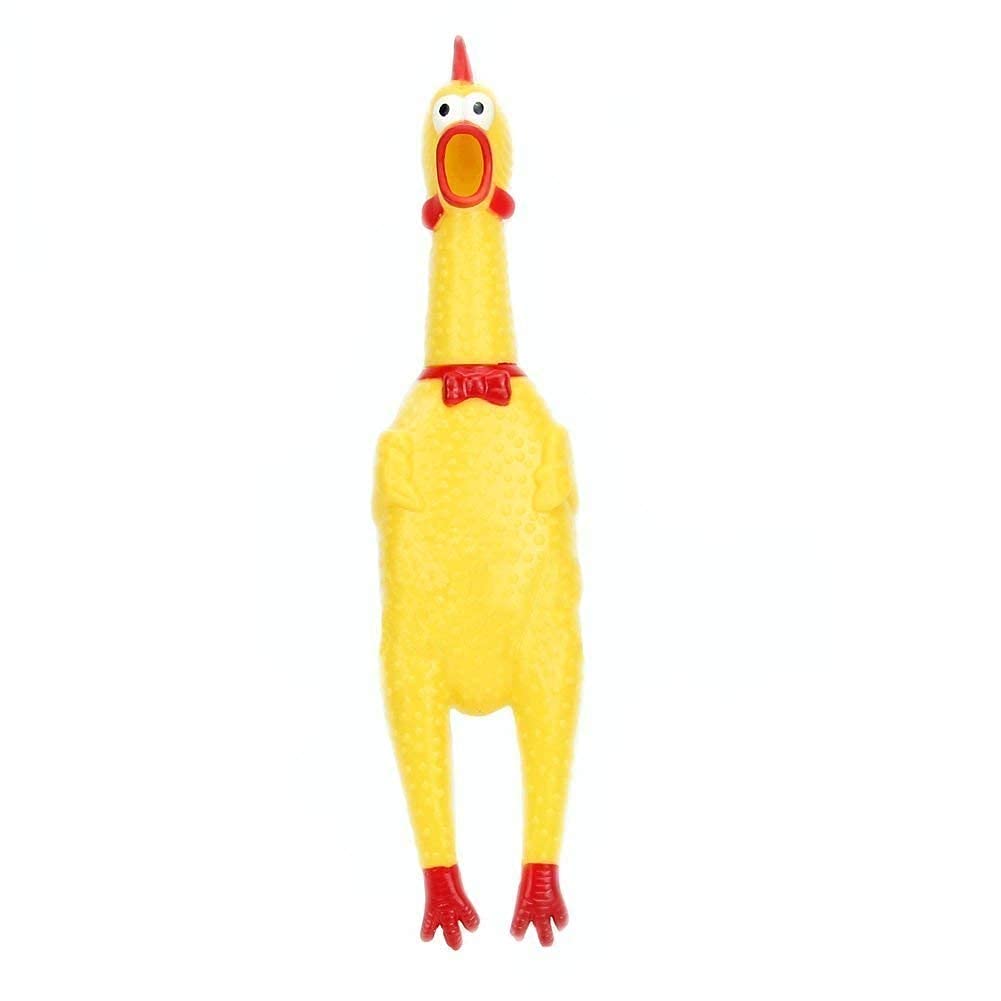 PSK PET MART Dogs Rubber Screaming Chicken Squeaker Chew Toy (Yellow) (Large)