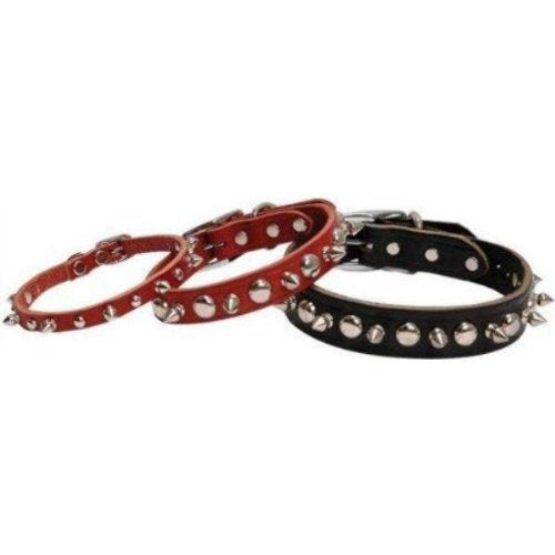 Leather Brothers 100Lks-Bk20 1 X 20-Inch Regular Spiked And Studded Latigo Leather Dog Collar, Large, Black