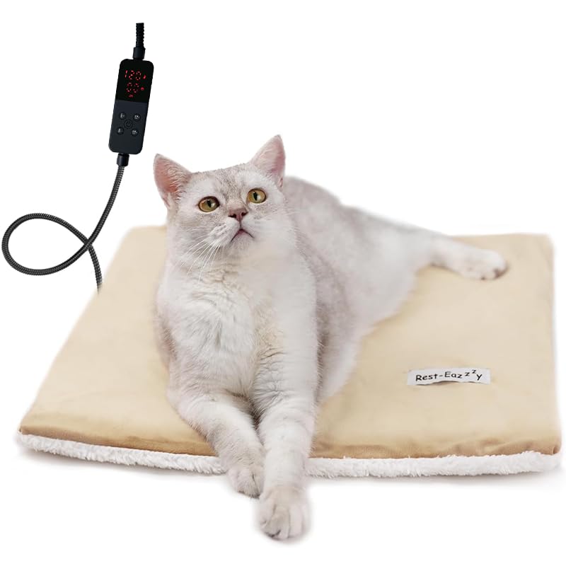 Pet Heating Pad Indoor, Dog Heating Pad Mat with Removable Cover, with 5Level Timer 5Level Temperature, Electric Pet Warming M