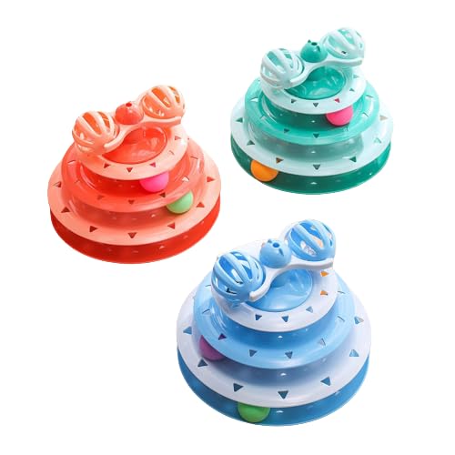 Psk Pet Mart Pet Interactive Toy Fun Roller Exerciser 4 Level Cat Teaser Ball Toy With 3 Colorful Balls Multicolor