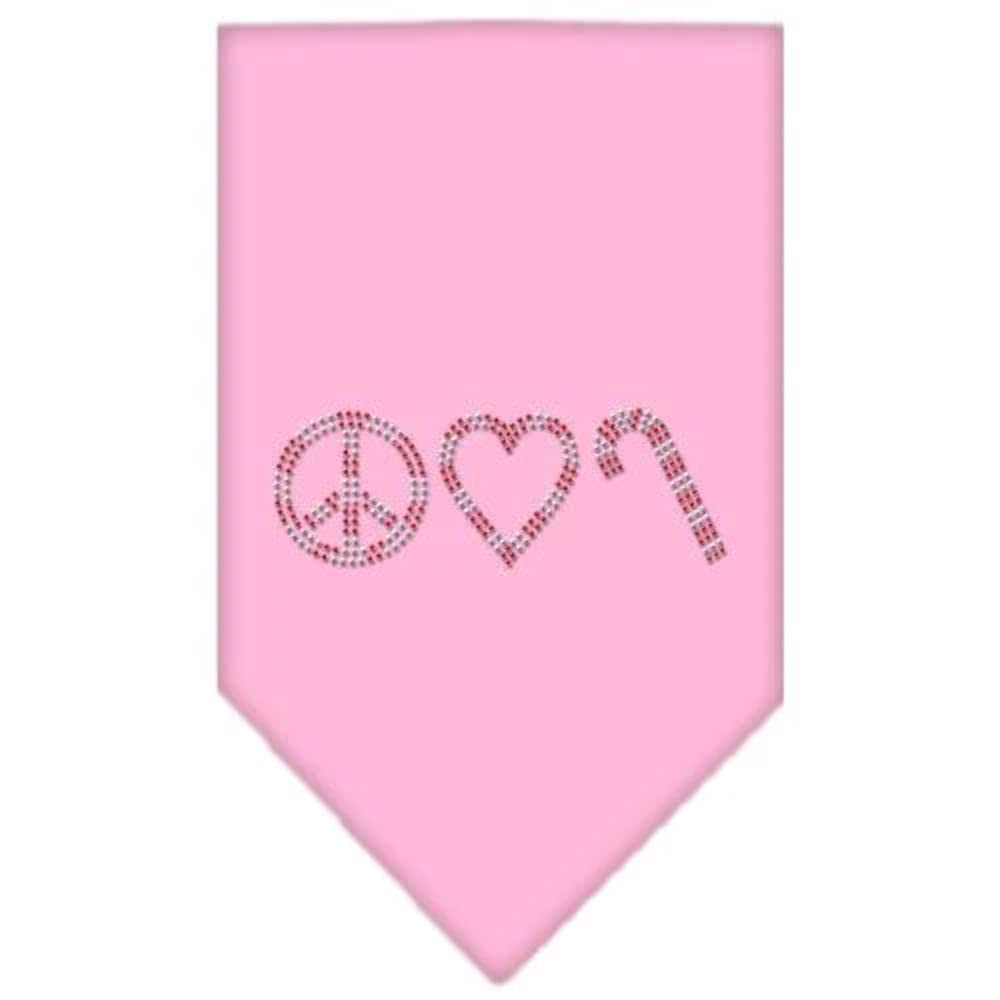 Mirage Pet Products Peace Love Candy Cane Rhinestone Bandana, Small, Cocoa