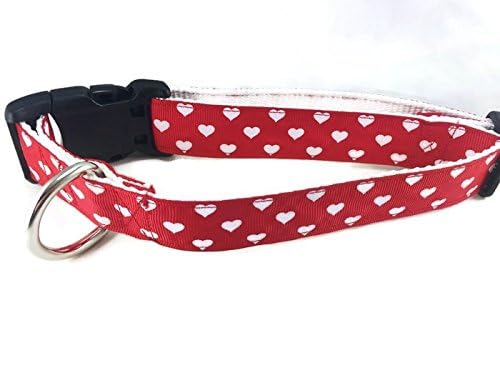 Spring Dog Collar, Caninedesign, Valentine, St Patricks Day, Easter, 1 Inch Wide, Adjustable, Nylon, Medium And Large (Hearts, L