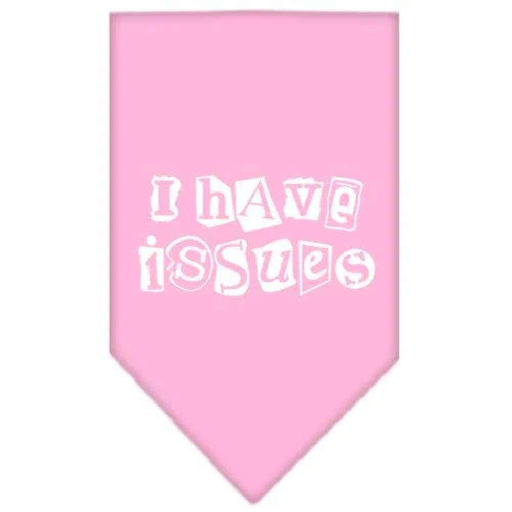 Pet and Dog Bandana Screen Printed, &quot;I Have Issues&quot; Light Pink Small