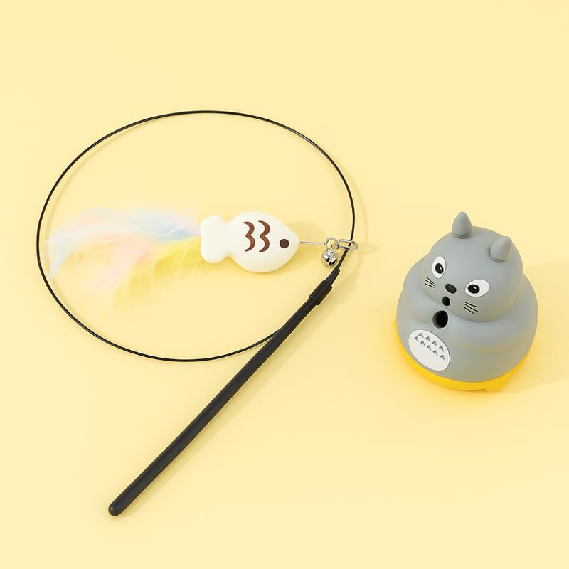 Kittupet 2In1 Cat Toy Combo  Feather Wand Stick With Bell & Cute Cat Toy For Kitten Playtime