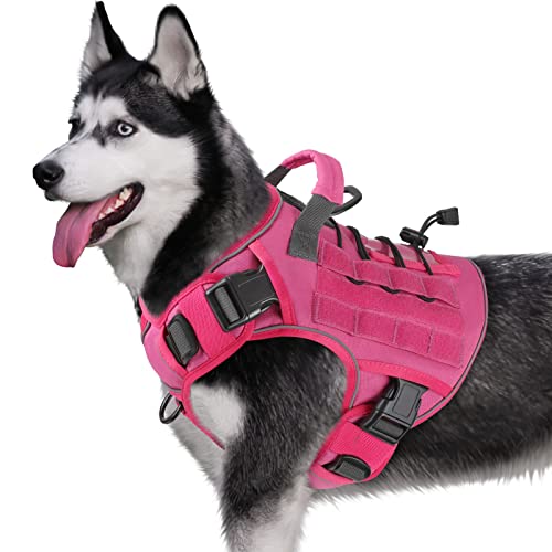 Wingoin Pink Harness With Handle Tactical Dog Harness For Large Dogs No Pull Adjustable Reflective K9 Military Dog Vest Harnesse
