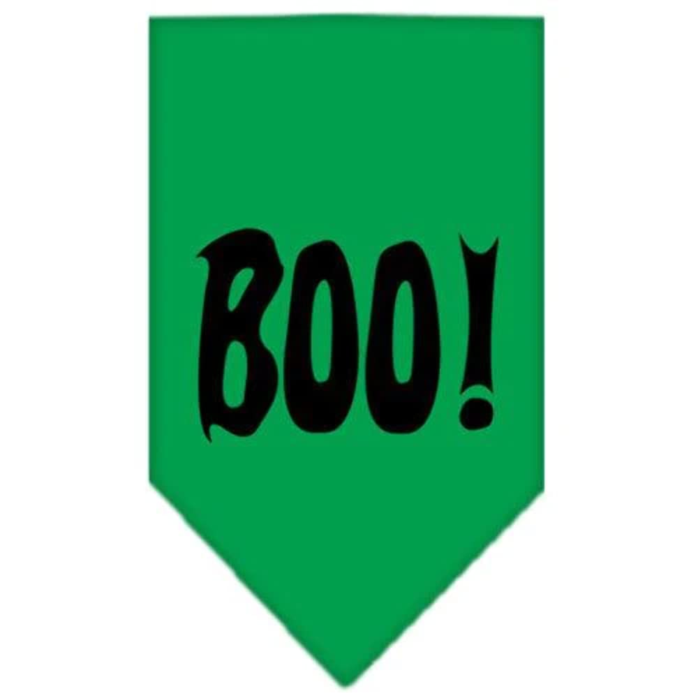 Halloween Pet and Dog Bandana, Screen Printed, &quot;Boo&quot; Emerald Green Large